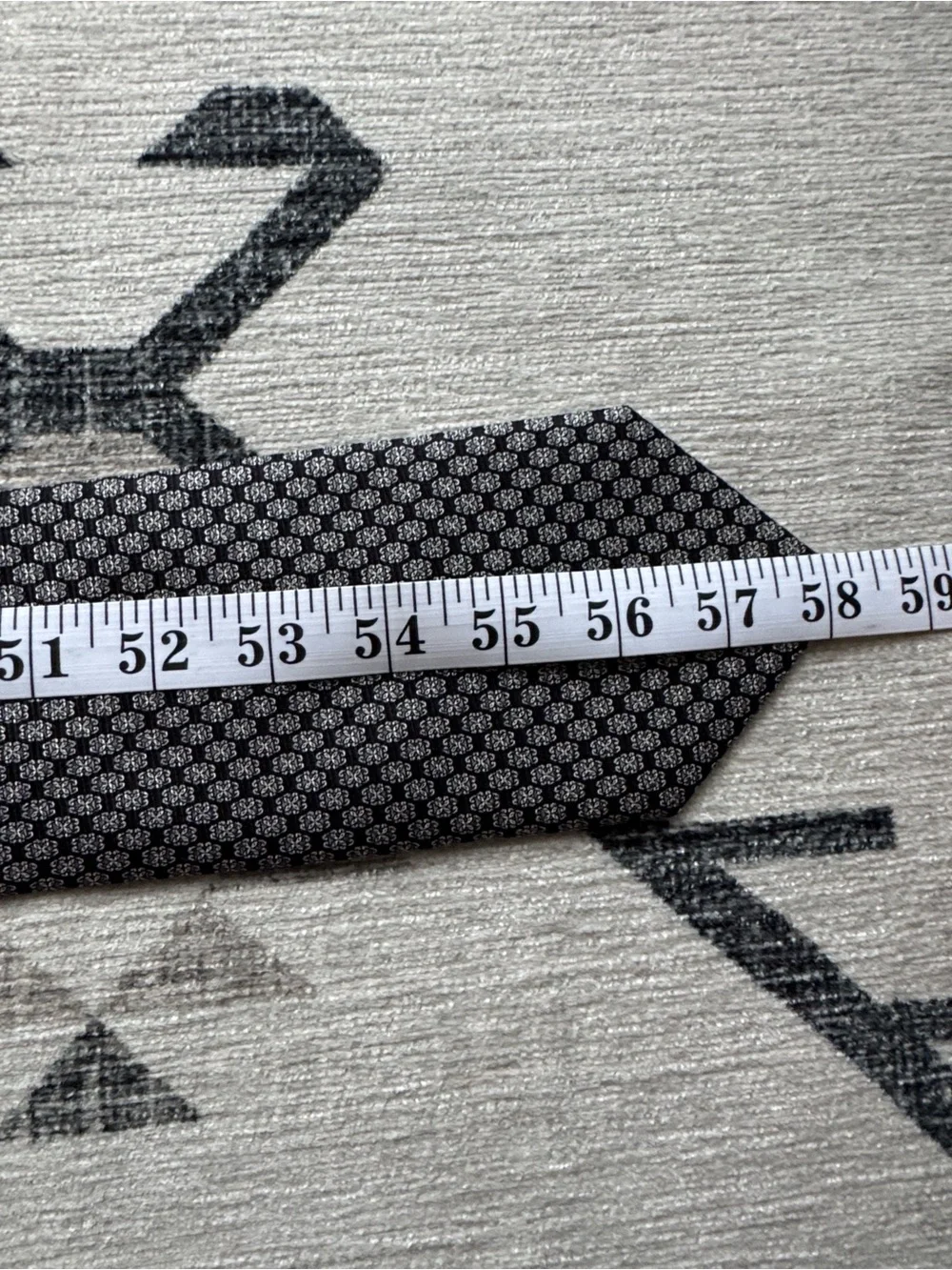 Vintage GFA Made in Italy 100% Silk Tie Navy Gray Geometric Medallion Necktie